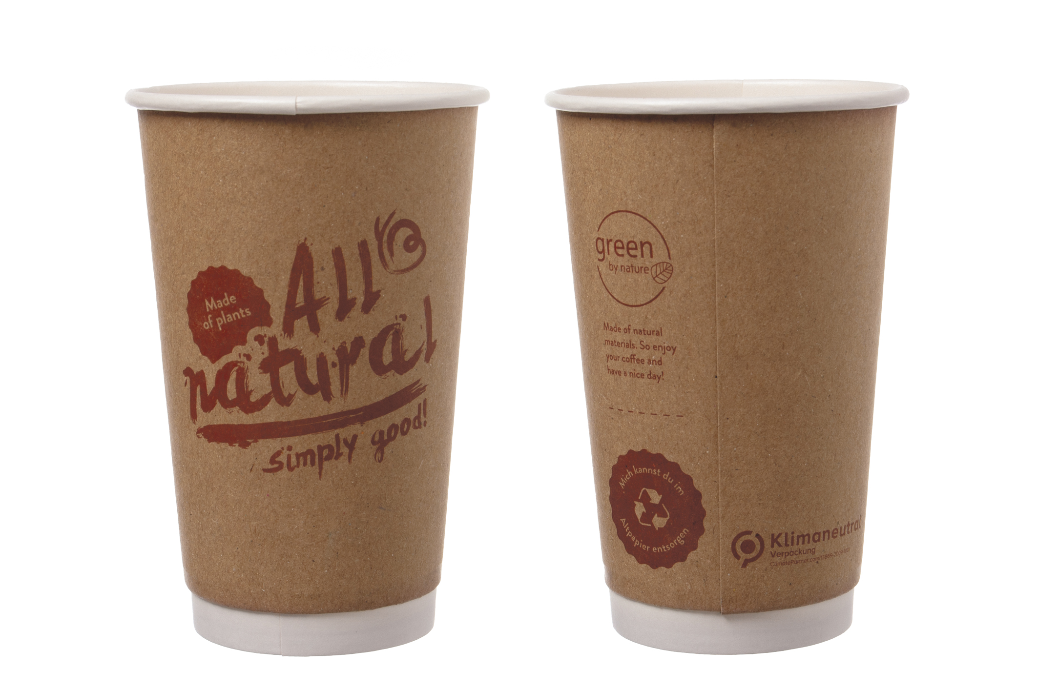Bio Coffee to go Becher "All natural" naturbraun • doppelwandig • 400 ml • Ø 90 mm 